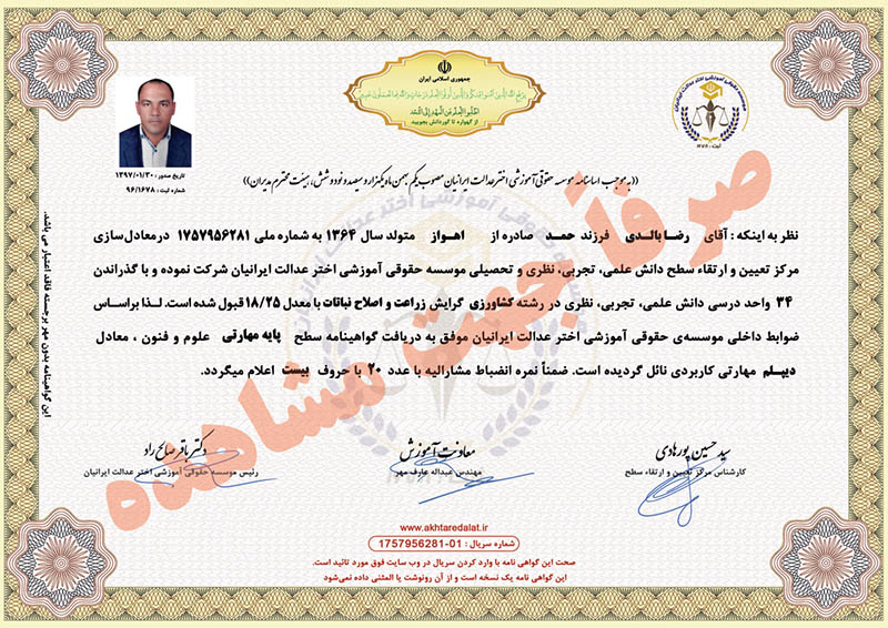 رضا بالدی گواهینامه