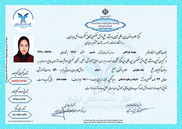 مهدیه نارگانی مدرک